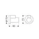 Technisches Diagramm eines Produkts von Hansgrohe, das eine runde und rechteckige Form mit spezifischen Maßen darstellt.